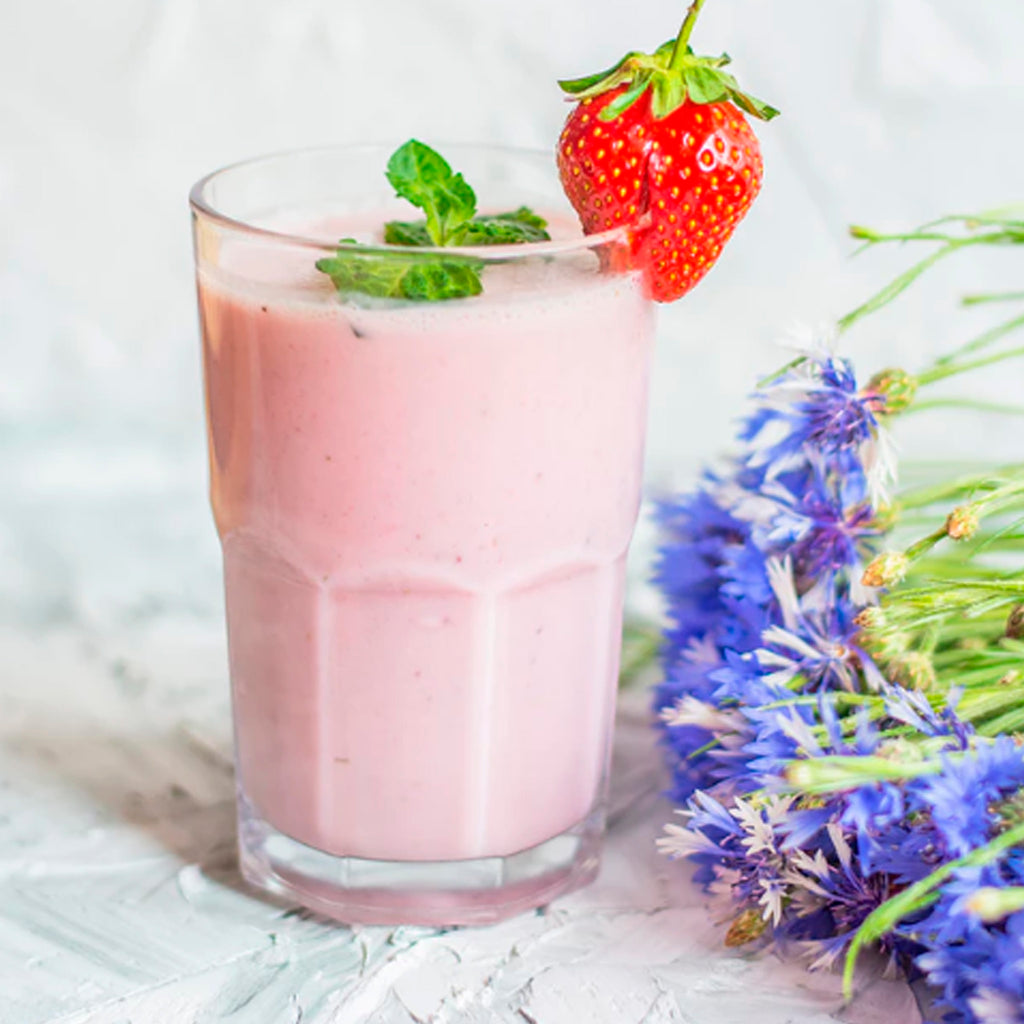 SMOOTHIE DE FRESA CON PLÁTANO Y UN TOQUE DE VAINILLA.